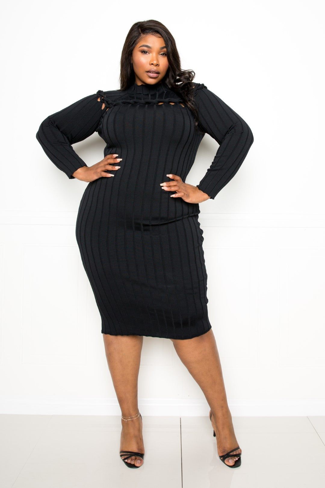 Comfy Bodycon Sweater Dress With Knot Detail