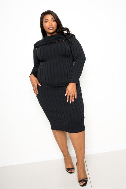 Comfy Bodycon Sweater Dress With Knot Detail