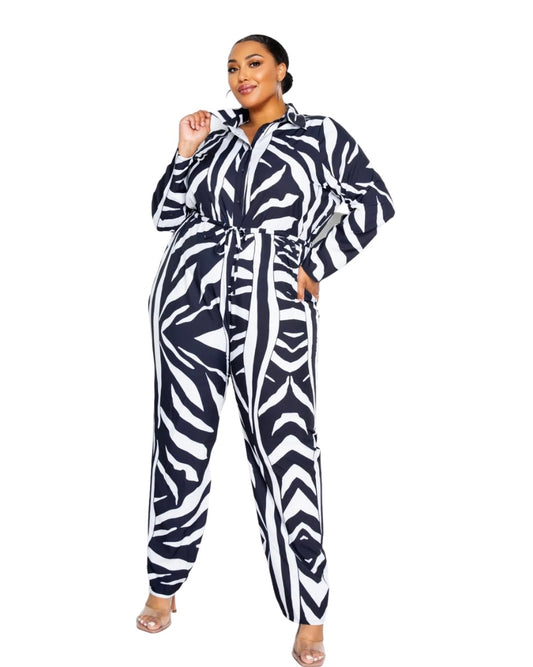 Button Up Long Sleeve  Jumpsuit